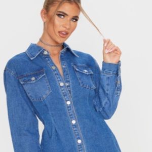 Denim Cinched Waist Long — boohoo